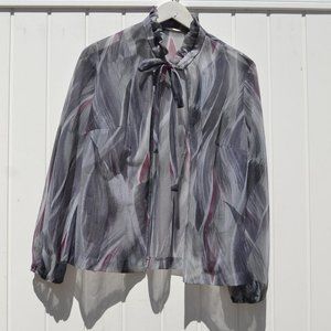 vintage beautiful sheer multicolored gray blouse